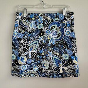 Talbots Patterned Blue & Black Skort Size S